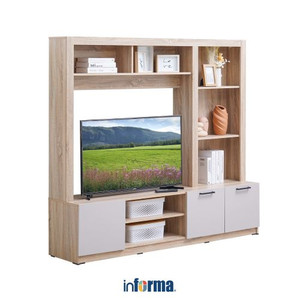 Informa Hampshire Set Lemari Tv - Cokelat Oak/Taupe