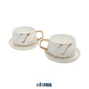 Informa - Appetite 360 Ml Set 2 Pcs Cangkir & Saucer Marbel - Putih