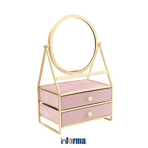 Informa - Informa Kotak Perhiasan & Cermin 19x13.5x31 Cm - Pink