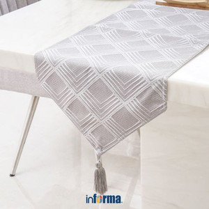 Informa - Table Runner 33x180 Cm Diamonds - Abu-Abu