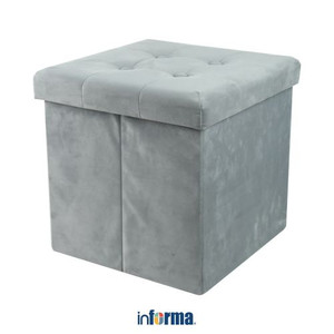 INFORMA BANGKU OTTOMAN VELVET - ABU-ABU