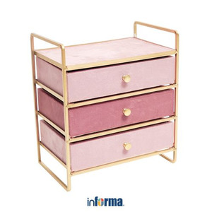 Informa - Kotak Perhiasan 3 Laci 21.5x14x24.5cm - Pink