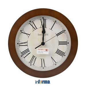 Informa - Jam Dinding 34 Cm Kayu Angka Romawi - Cokelat