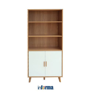 INFORMA - LEMARI KABINET - GRECIA RAK BUKU 2 PINTU - PUTIH/COKELAT OAK