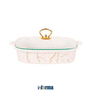 Informa - Appetite 33 Cm Wadah Saji Casserole Motif Marble - Gold