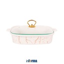 Informa - Appetite 33 Cm Wadah Saji Casserole Motif Marble - Gold