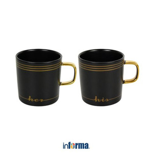 Informa - Appetite 444 Ml Set 2 Pcs Mug Bristel - Hitam/Gold