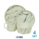 Informa - Appetite Set 16 Pcs Abbey Perlengkapan Makan Marble - Putih