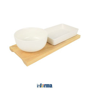 Informa - Appetite Set 3 Pcs Dip Bowl Dengan Nampan - Putih