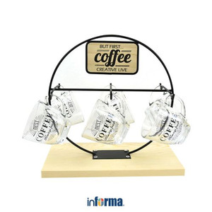 Informa - Appetite Set 7 Pcs Cangkir Kopi Dengan Rak Gantung Lingkaran