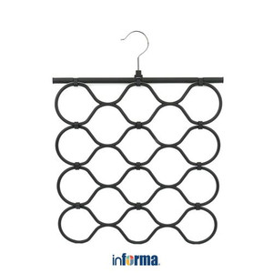 INFORMA - GANTUNGAN BAJU - NON SLIP SCARF HANGER W/ 12 HOLES BLACK