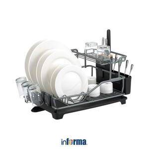 INFORMA - RAK PIRING - VERNER 2 TIER DISHRACK W/KNIFE HLDR BLK