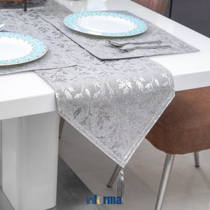 INFORMA - TAPLAK MEJA - TABLE RUNNER SET FOIL PRINT 90 GREY