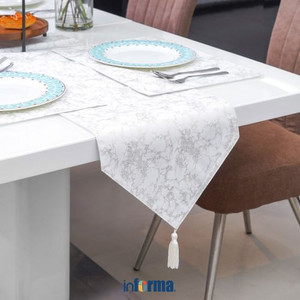 INFORMA - TAPLAK MEJA - TABLE RUNNER SET FOIL PRINT 088 WHITE