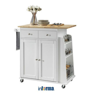 INFORMA TROLI DAPUR - ROCKY KITCHEN CART W/ WOOD TOP NATURAL T