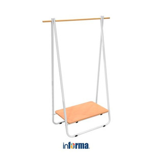 INFORMA - RAK GANTUNGAN PAKAIAN - GARMENT RACK WHT W/ WOODEN BASE