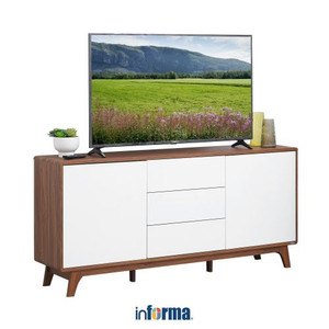 Informa Homey Rak Tv High Stand - Putih/Cokelat Walnut