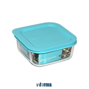 Informa - Glasslock 422 Ml One Touch Wadah Makanan - Biru