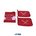 Informa Set 3 Pcs Celemek Dapur The World A Better Place - Merah