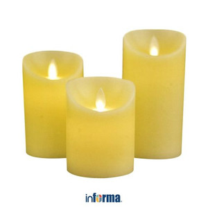 INFORMA - LILIN ELEKTRIK - CANDLE FLAMELESS SET OF 3 NC43 IVORY