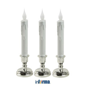 LILIN ELEKTRIK - CANDLE LED TAPER SET OF 3 SILVER 22CM