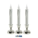 LILIN ELEKTRIK - CANDLE LED TAPER SET OF 3 SILVER 22CM