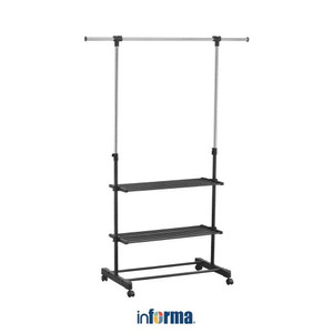 RAK GANTUNGAN PAKAIAN-GARMENT RACK WITH 2 SHELF 120X42.5X166CM