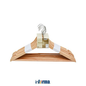 GANTUNGAN BAJU KAYU-WOOD CLOTH HANGERS (8) NATURAL