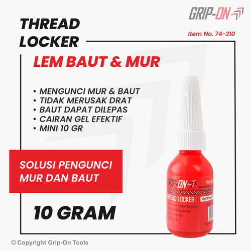 GRIP-ON THREAD LOCKER LEM BAUT DAN MUR 10g