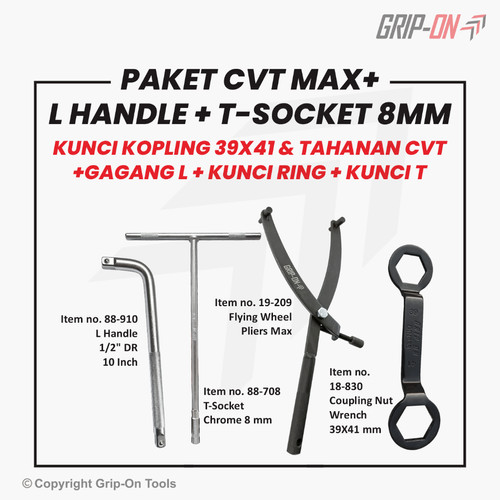 GRIP-ON PAKET LENGKAP BUKA CVT 4 PCS UNTUK MOTOR HONDA/ SUZUKI/ YAMAHA