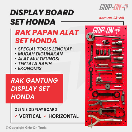 PAKET TOOL SET HONDA BASIC REPAIR TOOLS SET + DISPLAY BOARD GRIP-ON