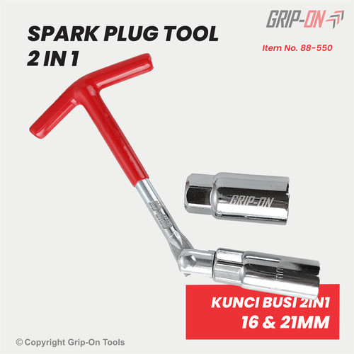 GRIP-ON T SOCKET SPARK PLUG TOOL KUNCI BUSI SOK T FLEKSIBEL 2 IN 1