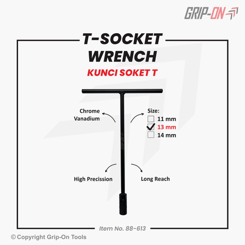 Grip-On T-Socket Wrench Black Kunci Soket T Hitam / Kunci T Hitam