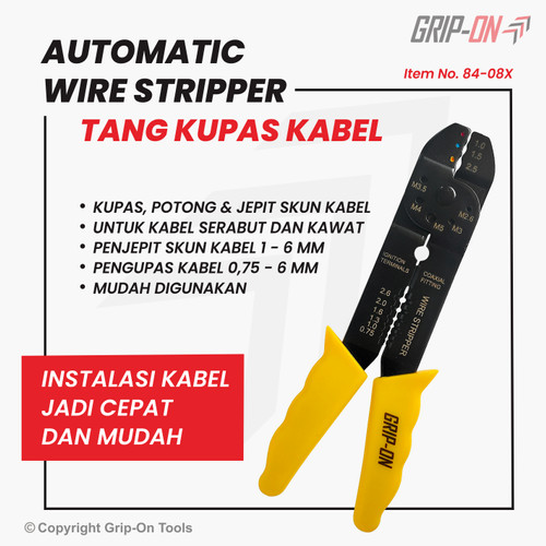 Grip-On Automatic Wire Stripper Tang Kupas Potong Jepit Skun Kabel