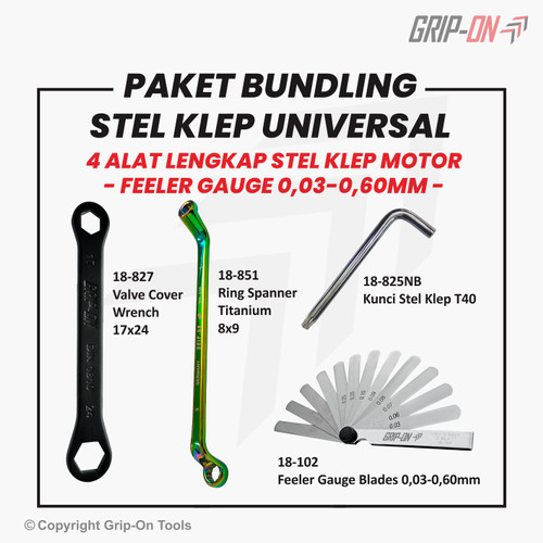 Paket 4 Alat Lengkap Grip-On Stel Klep Motor Universal