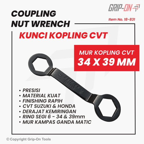 KUNCI MUR KAMPAS GANDA MATIC 34 X 39 MM GRIP ON COUPLING NUT WRENCH