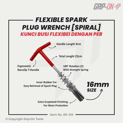 KUNCI BUSI SOK T 16 18 21 MM / T SOCKET SPARK PLUG WRENCH (SPIRAL)