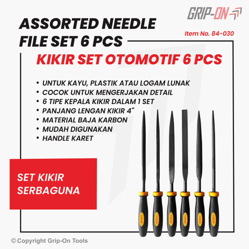 GRIP ON KIKIR SET 6PCS / ASSORTED PRECISION NEEDLE FILE SET (6PCS)