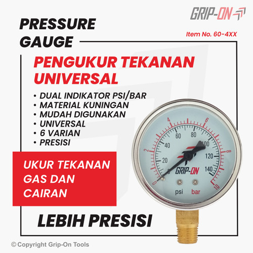 GRIP-ON PRESSURE GAUGE - ALAT UKUR TEKANAN - MANOMETER 25 BAR