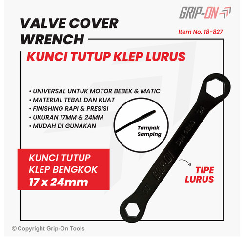 GRIP-ON KUNCI TUTUP KLEP 17-24 MM / VALVE COVER WRENCH (LURUS) GRIP ON