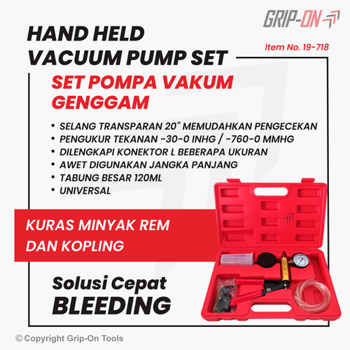 GRIP-ON HAND-HELD VACUUM PUMP SET POMPA VAKUM MANUAL 19-718