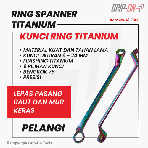 DOUBLE RING SPANNER BENT 22 X 24 TITANIUM KUNCI RING TITANIUM BENGKOK