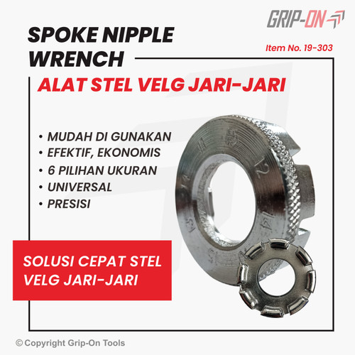 GRIP-ON SPOKE NIPPLE WRENCH KUNCI STEL JARI JARI SEPEDA MOTOR RUJI