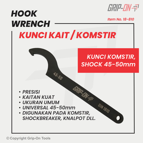 GRIP-ON HOOK WRENCH 45 - 50 MM KUNCI KOMSTIR 45-50MM KUNCI KAIT 18-810