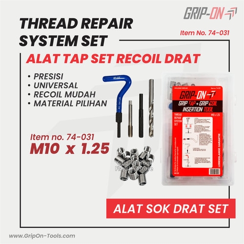 GRIP-ON THREAD REPAIR SYSTEM SET COIL THREAD REPAIR KIT SIZE 10 x 1.25