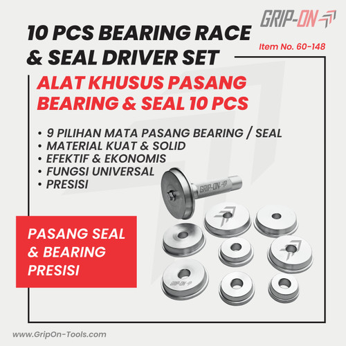 GRIP-ON BEARING RACE & SEAL DRIVER SET 10-PC PASANG BEARING SEAL 10PCS