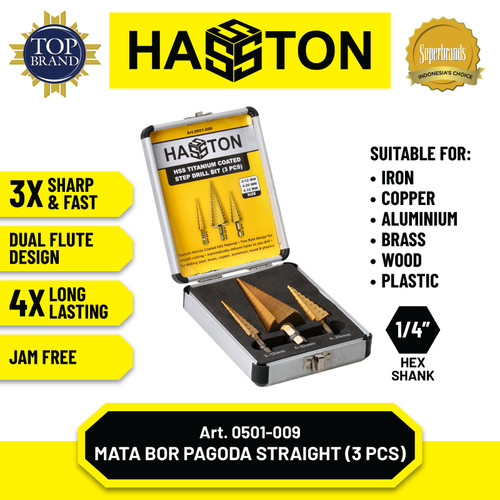 Hasston Mata Bor Pagoda Multi Set 3Pcs / HSS Titanium Coated(0501-009)