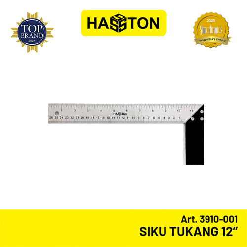 Hasston Siku Tukang 12'' Stainless Steel / Penggaris Siku (3910-001)