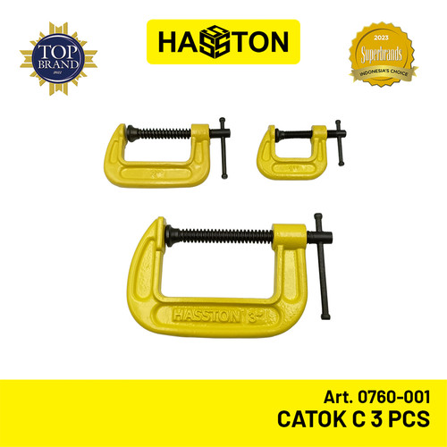 Hasston Catok C 3pcs 1",2",3" / C-Clamp Klem C Kuning (0760-001)