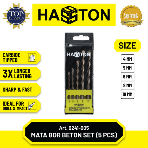 Hasston Mata Bor Beton 5 Pcs / Carbide Tipped Masonry Drill (0241-005)